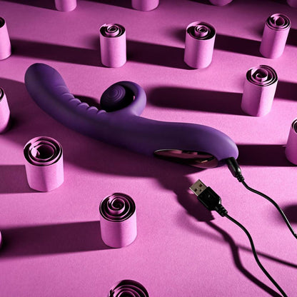 Playboy CURLICUE - Purple 23.5 cm USB Rechargeable Rabbit Vibrator - PB-RS-4707-2