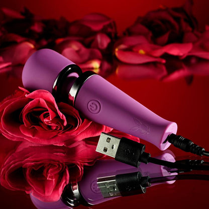 Playboy Pleasure MIC DROP - Purple 11.4 cm USB Rechargeable Vibrating Mini Massage Wand - PB-RS-5063-2