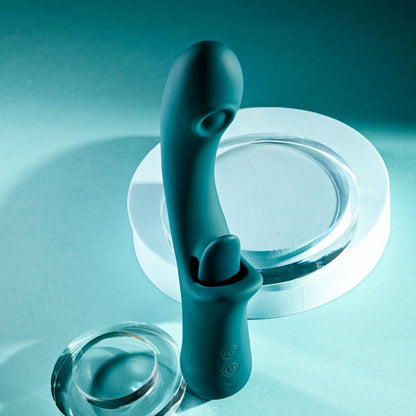 Playboy Pleasure HARMONY - Blue 22.9 cm USB Rechargeable Vibrator with Clitoral Flicker - PB-RS-5070-2