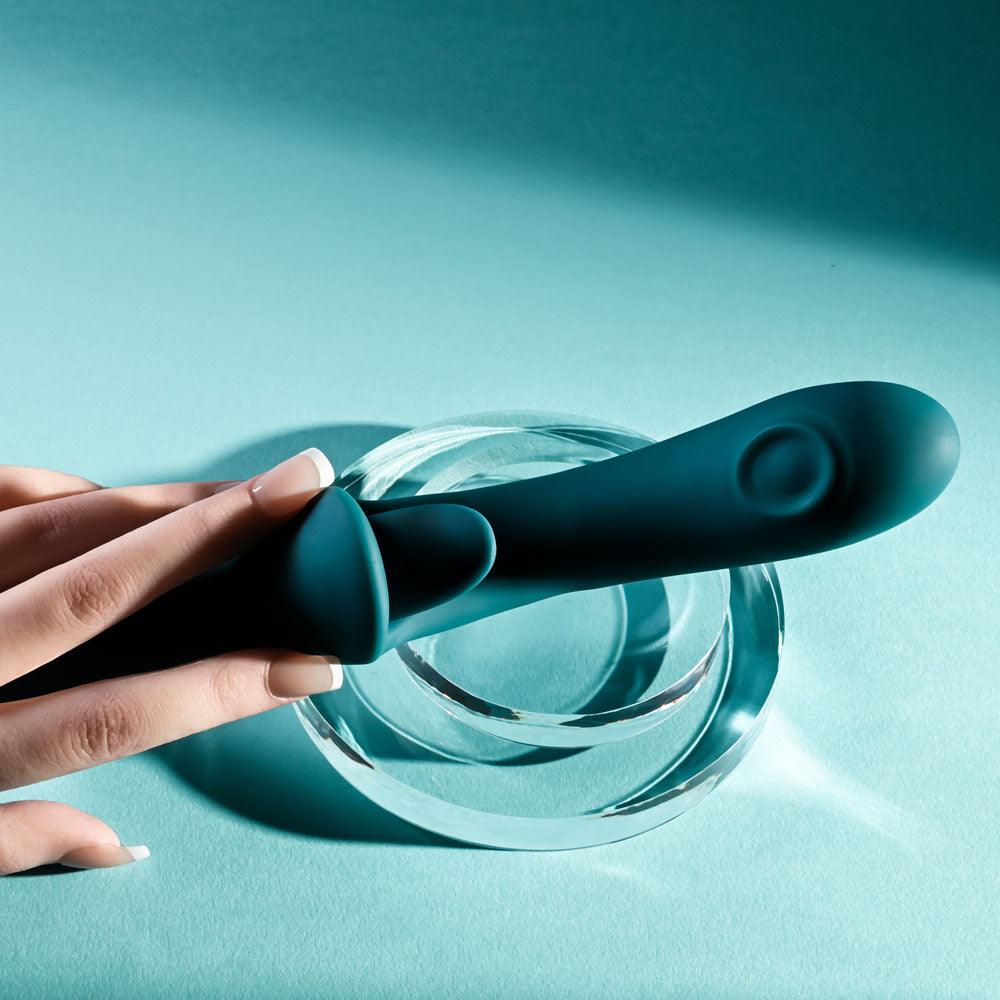 Playboy Pleasure HARMONY - Blue 22.9 cm USB Rechargeable Vibrator with Clitoral Flicker - PB-RS-5070-2