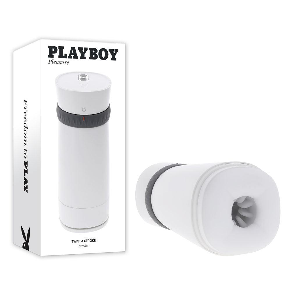 Playboy Pleasure TWIST & STROKE - White USB Rechargeable Heating Stroker with UV Cleaning - PB-RS-5247-2