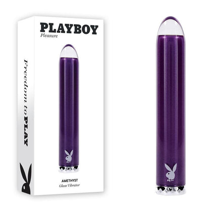 Playboy Pleasure AMETHYST - Purple 12.4 cm USB Rechargeable Glass Tipped Mini Vibrator - PB-RS-5322-2