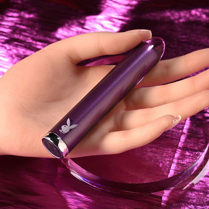 Playboy Pleasure AMETHYST - Purple 12.4 cm USB Rechargeable Glass Tipped Mini Vibrator - PB-RS-5322-2