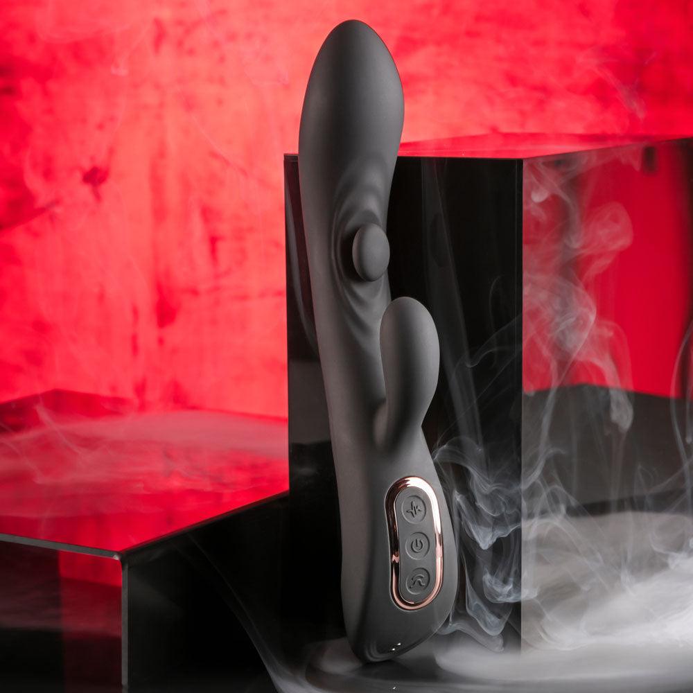 Playboy Pleasure THATS THE SPOT - Black 23.3 cm USB Rechargeable Rabbit Vibrator with G-Spot Tapper - PB-RS-5483-2