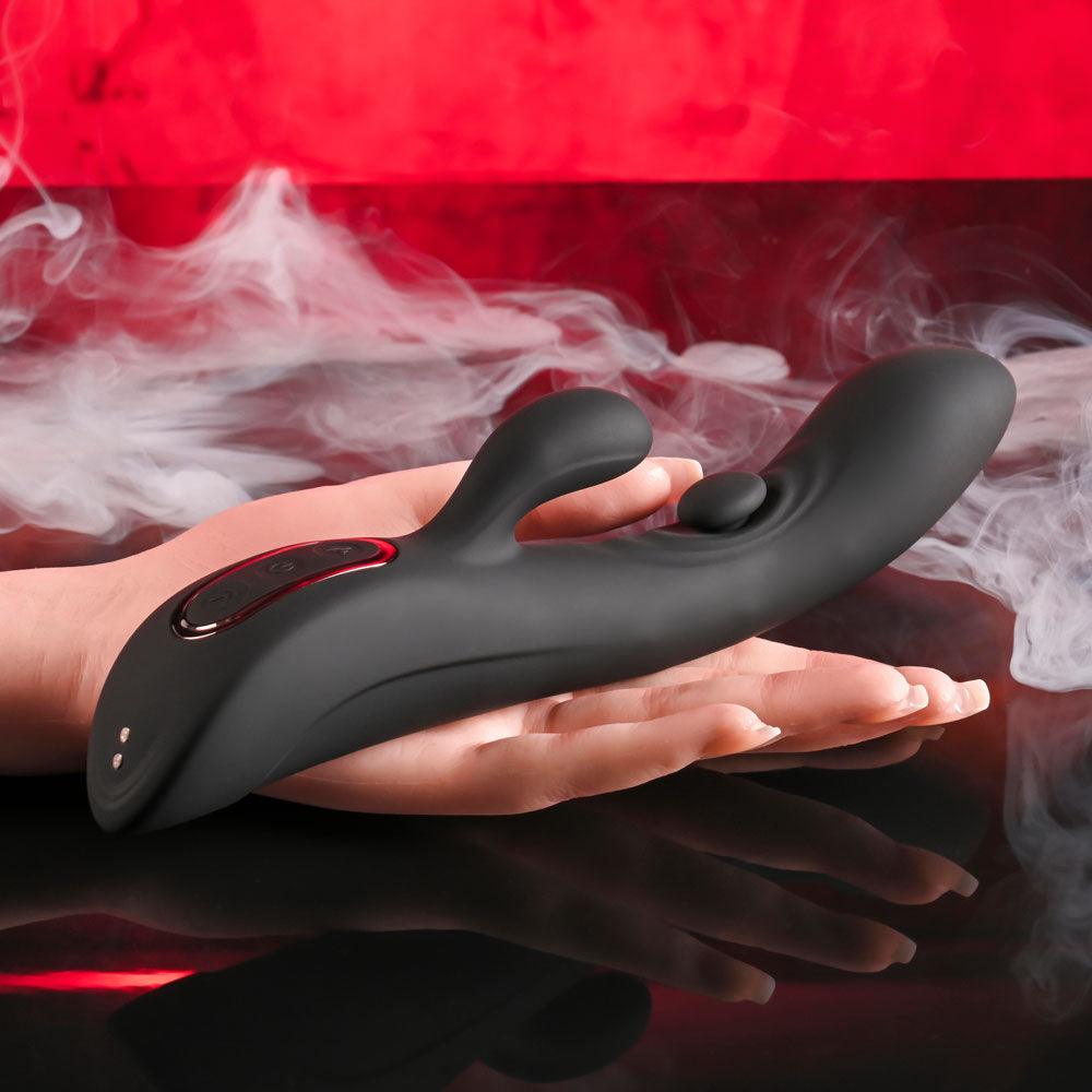 Playboy Pleasure THATS THE SPOT - Black 23.3 cm USB Rechargeable Rabbit Vibrator with G-Spot Tapper - PB-RS-5483-2