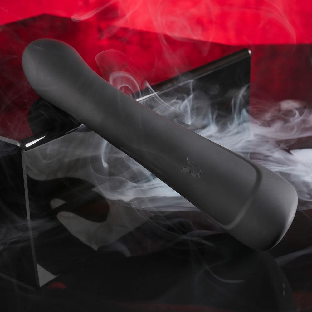 Playboy Pleasure THATS THE SPOT - Black 23.3 cm USB Rechargeable Rabbit Vibrator with G-Spot Tapper - PB-RS-5483-2