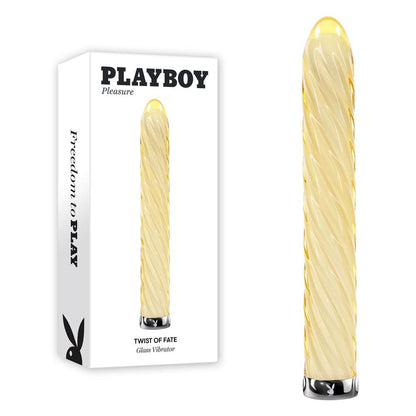 Playboy Pleasure TWIST OF FATE - Yellow Glass 17.5 cm USB Rechargeable Vibrator - PB-RS-5629-2