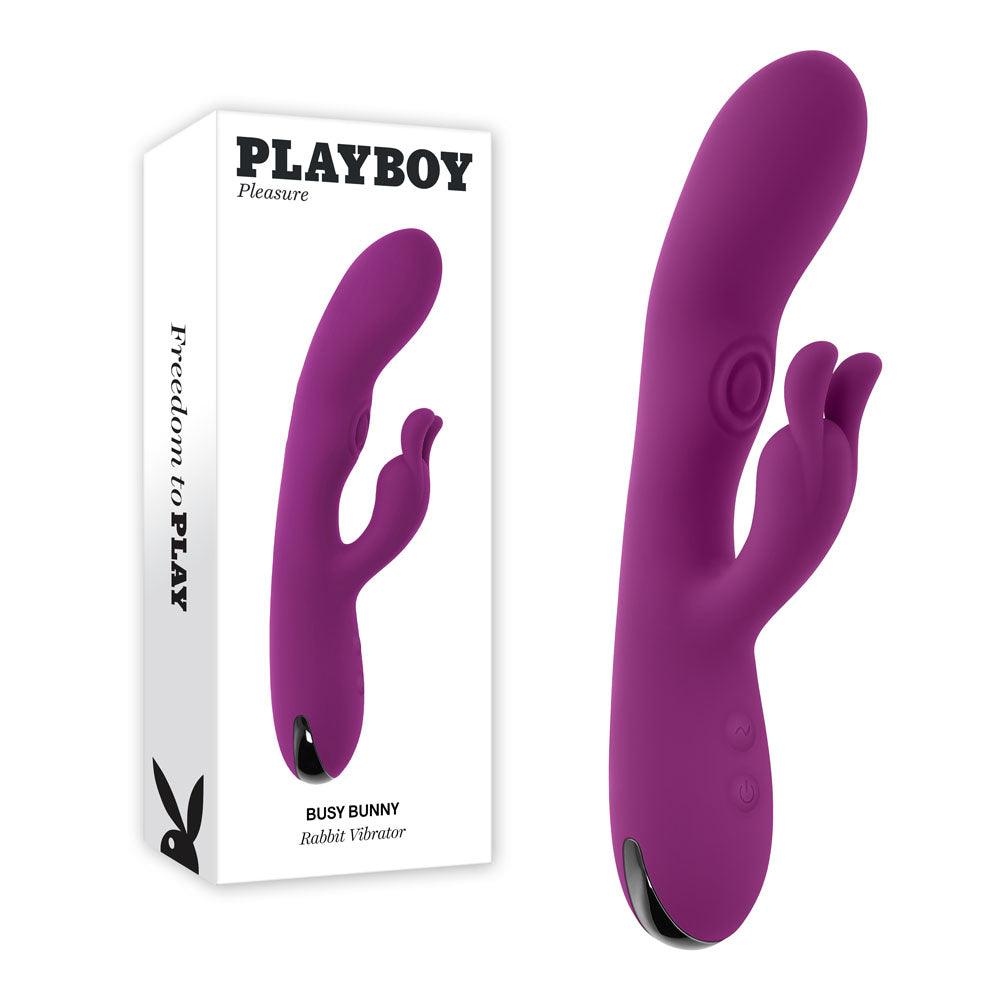 Playboy Pleasure BUSY BUNNY - Purple 22.6 cm USB Rechargeable Rabbit Vibrator with Tapping Shaft - PB-RS-5636-2