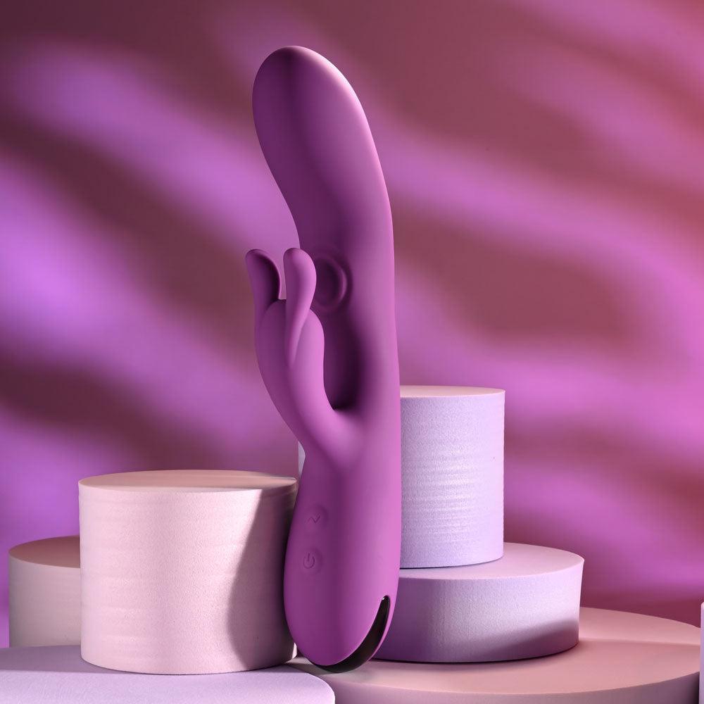 Playboy Pleasure BUSY BUNNY - Purple 22.6 cm USB Rechargeable Rabbit Vibrator with Tapping Shaft - PB-RS-5636-2