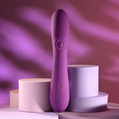 Playboy Pleasure BUSY BUNNY - Purple 22.6 cm USB Rechargeable Rabbit Vibrator with Tapping Shaft - PB-RS-5636-2