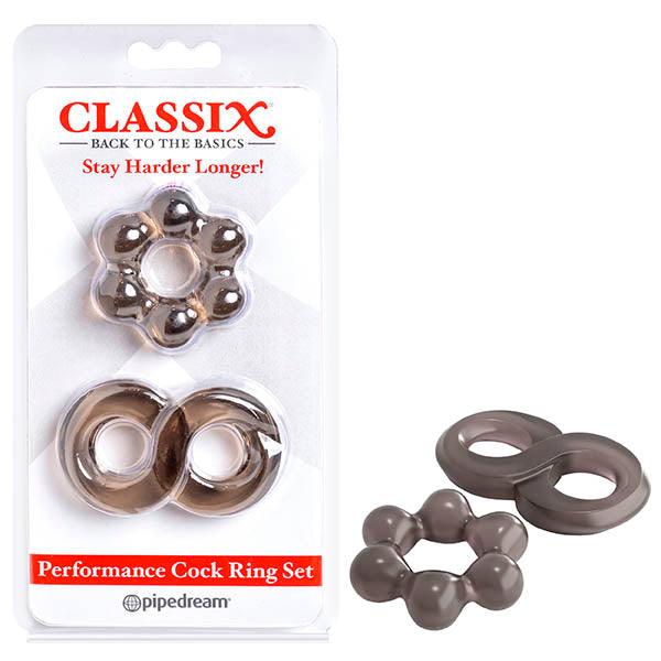 Classix Performance Cock Ring Set - Smoke Cock Rings - Set of 2 - PD1998-23