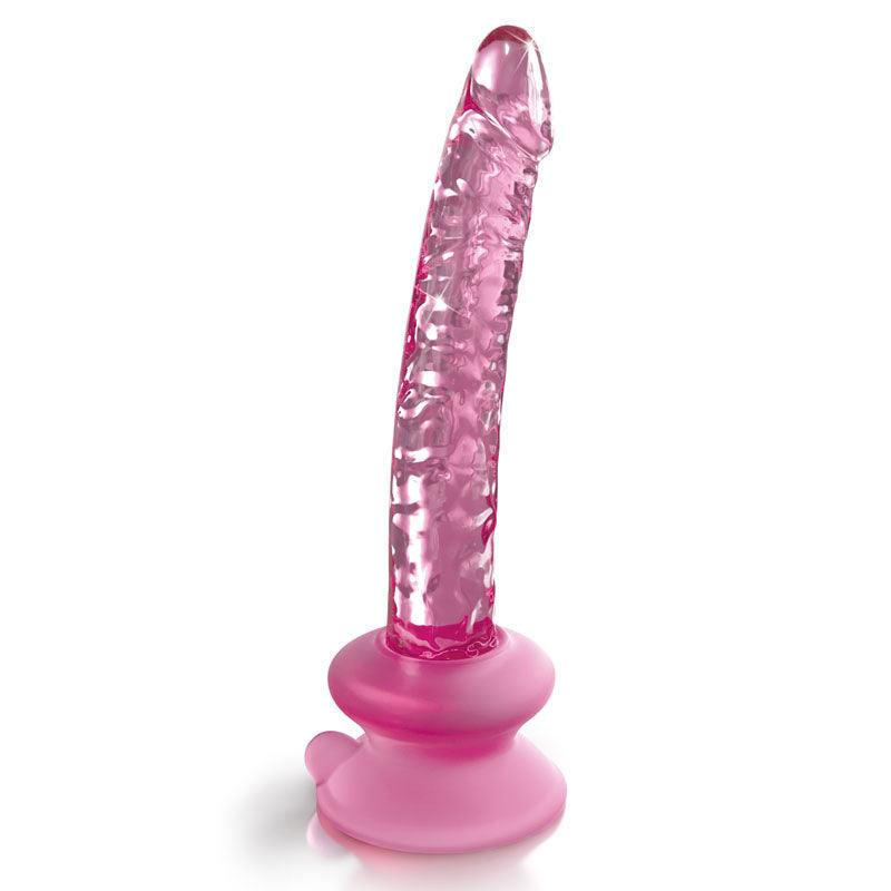 Icicles #86 - Pink 17 cm Glass Dong with Suction Base - PD2886-11