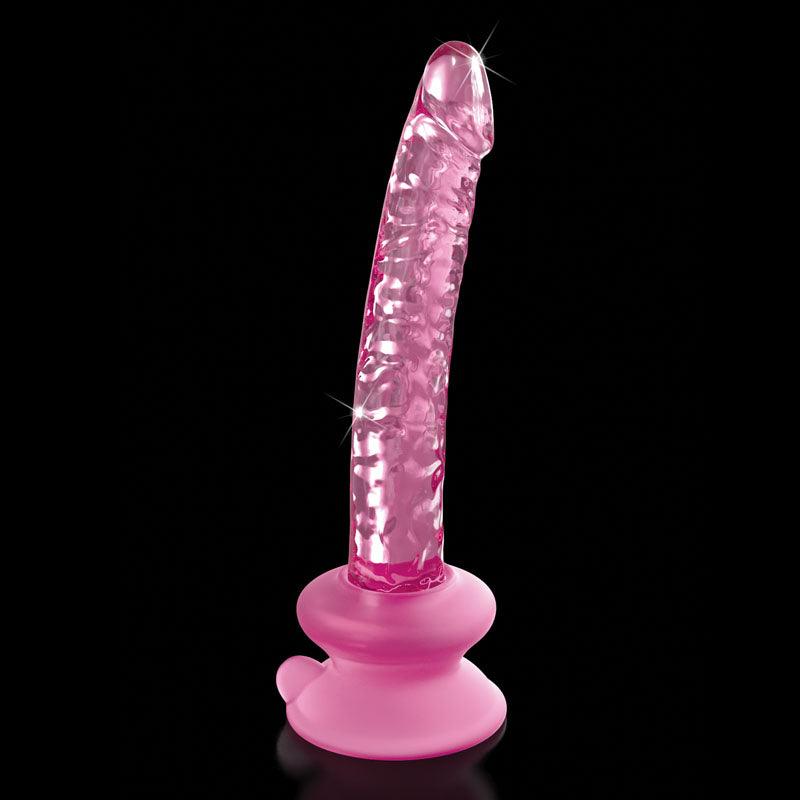 Icicles #86 - Pink 17 cm Glass Dong with Suction Base - PD2886-11