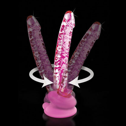 Icicles #86 - Pink 17 cm Glass Dong with Suction Base - PD2886-11