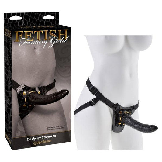 Fetish Fantasy Gold Designer Strap-On - Black/Gold 18 cm (7'') Strap-On - PD3984-23