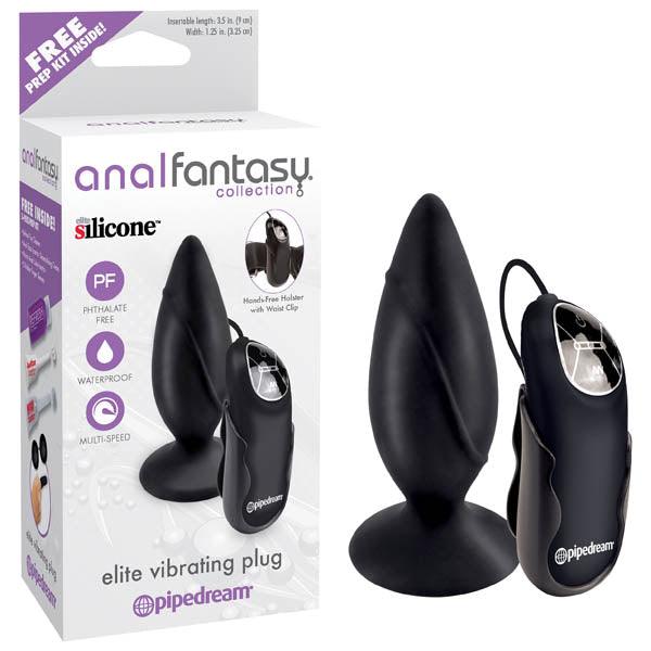 Anal Fantasy Collection Elite Vibrating Plug - Black 9.5 cm (3.5'') Vibrating Butt Plug - PD4613-23