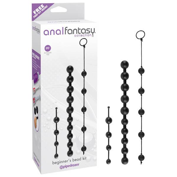 Anal Fantasy Collection Beginner's Bead Kit - Black Anal Beads - Set of 3 Cords - PD4643-23