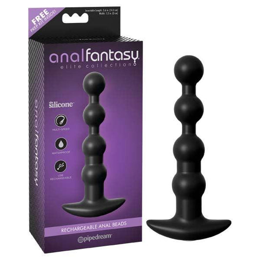 Anal Fantasy Elite Collection Rechargeable Anal Beads - Black 17 cm USB Rechargeable Vibrating Anal Beads - PD4775-23