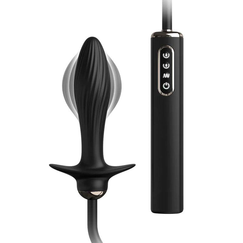 Anal Fantasy Elite Auto Throb Inflatable Vibrating Plug - Black 13 cm USB Rechargeable Inflatating Butt Plug - PD4791-23