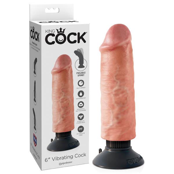 King Cock 6'' Vibrating Cock - Flesh 15.2 cm Vibrating Dong - PD5401-21