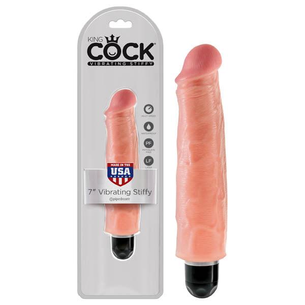 King Cock 7'' Vibrating Stiffy - Flesh 17.8 cm Vibrating Dong - PD5522-21