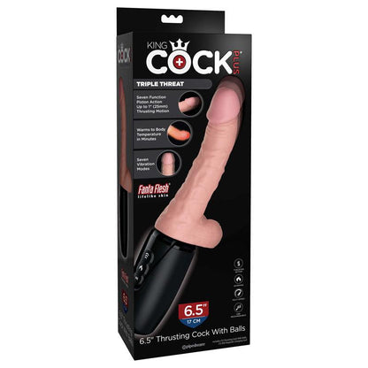 King Cock Plus 6.5'' Thrusting Cock with Balls - Flesh 16.5 cm Thrusting Dong - PD5728-21