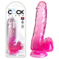 King Cock Clear 6'' Cock with Balls - Pink - Pink 15.2 cm Dong - PD5752-11