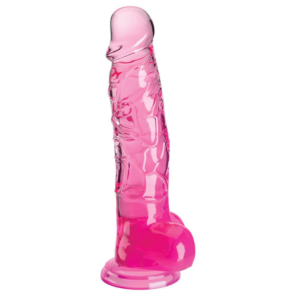 King Cock Clear 8'' Cock with Balls - Pink - Pink 20.3 cm Dong - PD5756-11