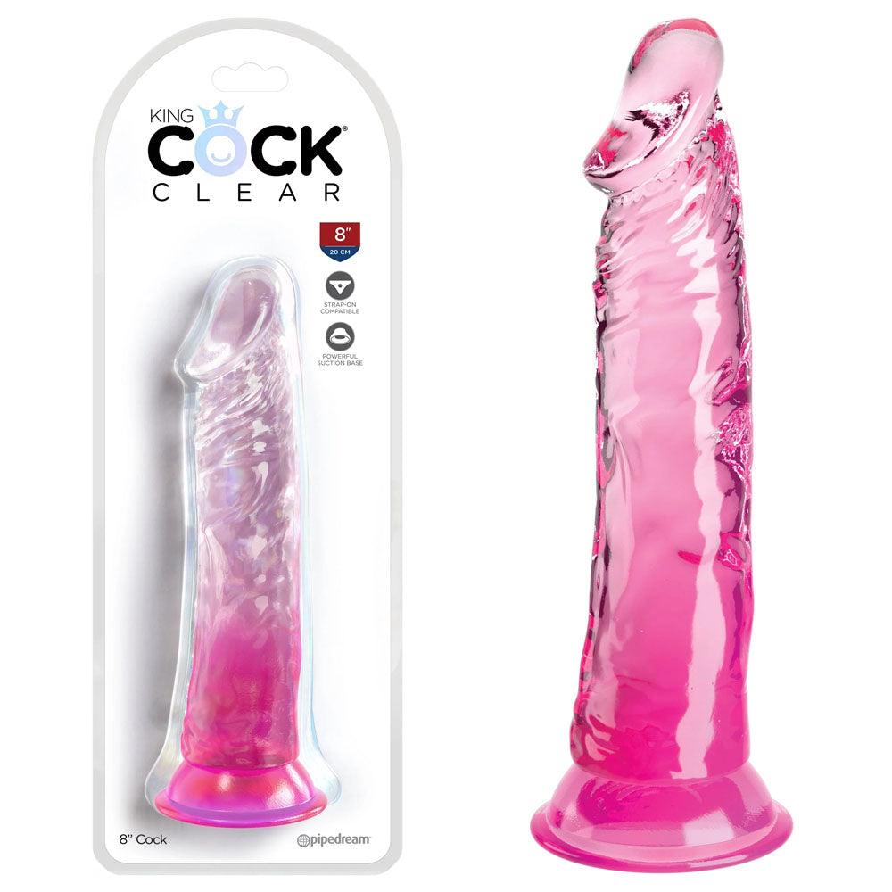 King Cock Clear 8'' Cock - Pink - Pink 20.3 cm Dong - PD5757-11