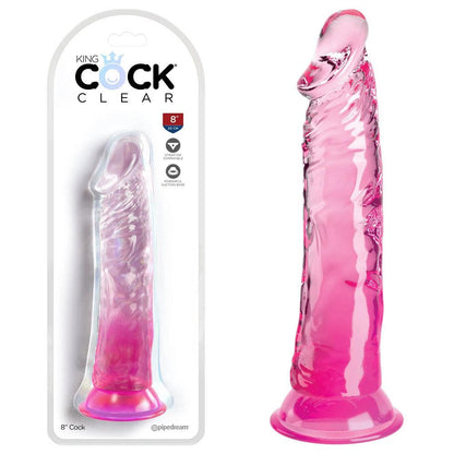 King Cock Clear 8'' Cock - Pink - Pink 20.3 cm Dong - PD5757-11