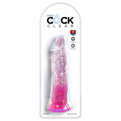 King Cock Clear 8'' Cock - Pink - Pink 20.3 cm Dong - PD5757-11