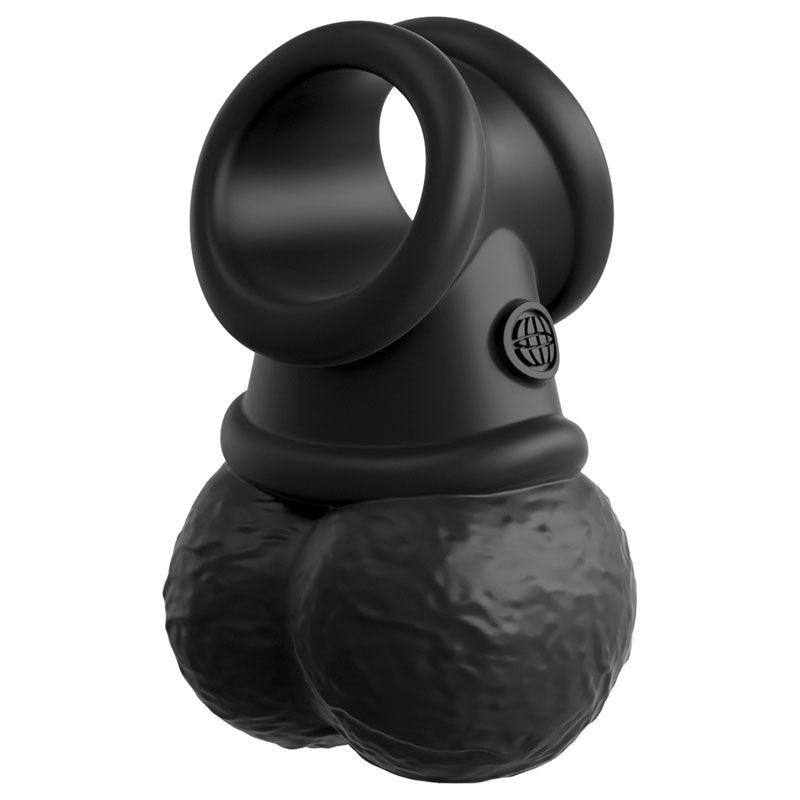 King Cock Elite The Crown Jewels Vibrating Silicone Balls - Black USB Rechargeable Vibrating Cock Ring - PD5780-23