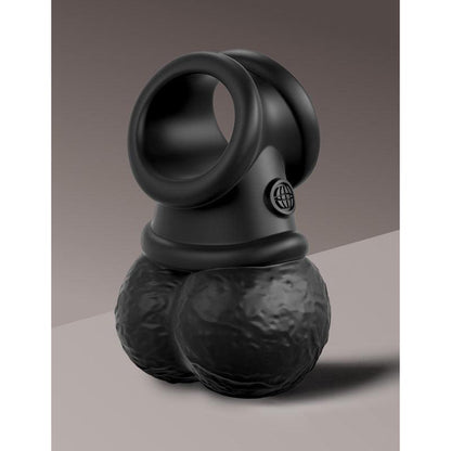 King Cock Elite The Crown Jewels Vibrating Silicone Balls - Black USB Rechargeable Vibrating Cock Ring - PD5780-23