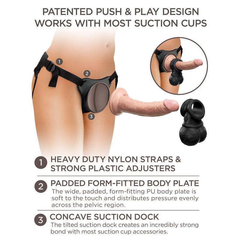 King Cock Elite Ultimate Vibrating Silicone Body Dock Kit - Body Dock Strap-On Harness with 17.8 cm Vibrating Dong & Vibrating Balls - PD5785-21