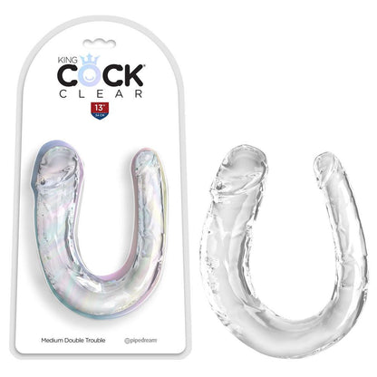 King Cock Clear Medium Double Trouble - Clear Medium Double Penetration Dong - PD5786-20