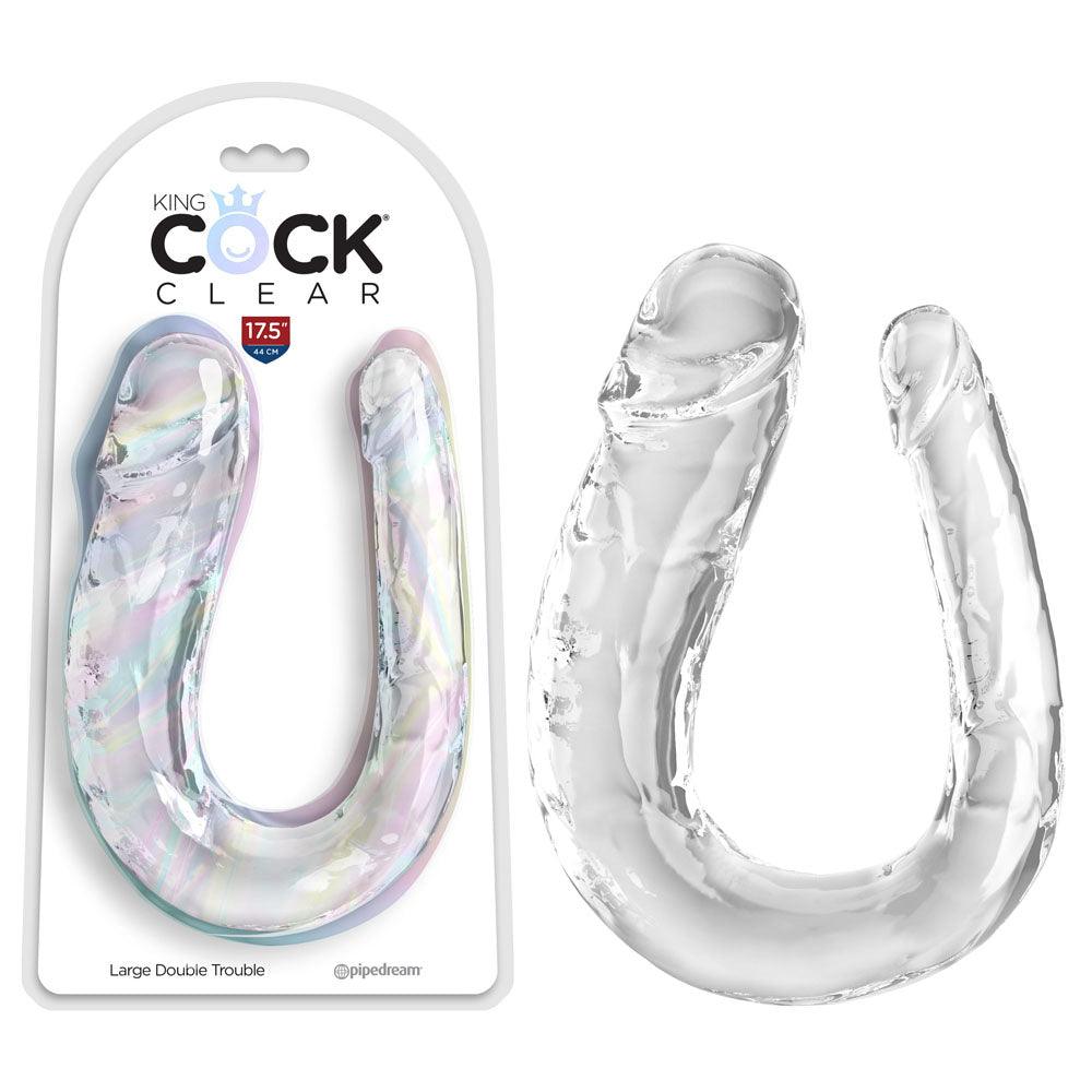 King Cock Clear Large Double Trouble - Clear Large Double Penetration Dong - PD5787-20