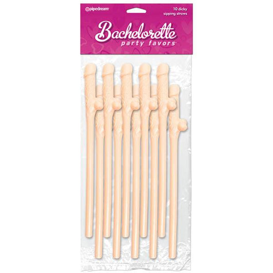 Bachelorette Party Favors - Dicky Sipping Straws - Flesh Straws - Set of 10 - PD6203-01