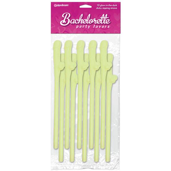 Bachelorette Party Favors - Dicky Sipping Straws - Glow in the Dark Straws - Set of 10 - PD6203-02