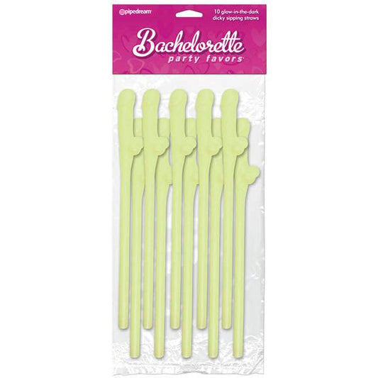 Bachelorette Party Favors - Dicky Sipping Straws - Glow in the Dark Straws - Set of 10 - PD6203-02