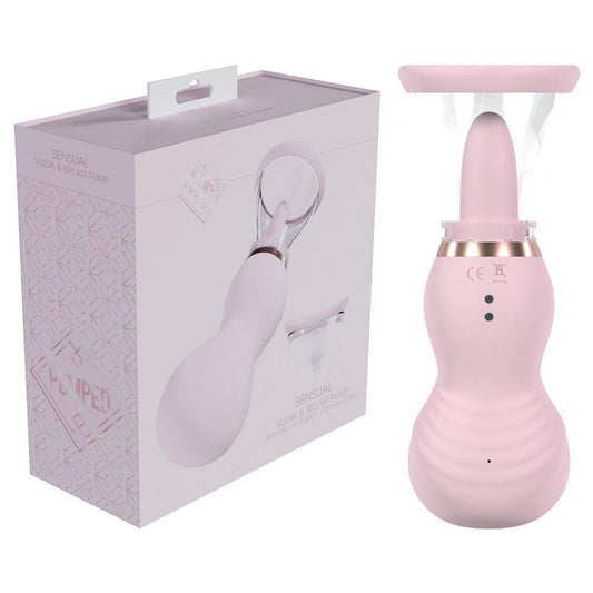 PUMPED Sensual Auto Vulva & Brest Pump - Pink - Pink USB Rechargeable Ladies Pump - PMP047PNK