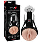 PDX Elite Cock Compressor Vibrating Stroker - Flesh USB Rechargeable Vibrating Pussy Stroker with Suction Base - RD509