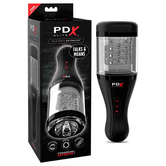 Pipedream Extreme Toyz Elite Talk Dirty Rotobator - USB Rechargeable Powered Masturbator with Sound Effects - RD526