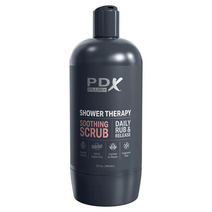 PDX Plus Shower Therapy - Soothing Scrub - Tan - Tan Discreet Vagina Stroker with Suction Base - RD622-22