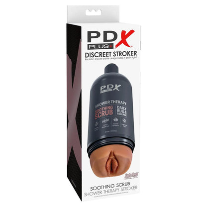 PDX Plus Shower Therapy - Soothing Scrub - Tan - Tan Discreet Vagina Stroker with Suction Base - RD622-22