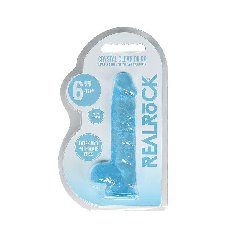 REALROCK 6'' Realistic Dildo With Balls - Blue 15.2 cm Dong - REA090BLU