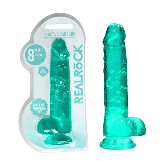 REALROCK 8'' Realistic Dildo With Balls - Turquoise 20.3 cm Dong - REA092TUR