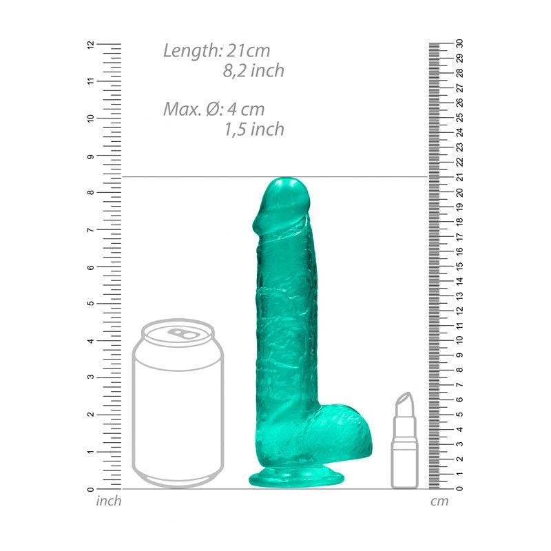 REALROCK 8'' Realistic Dildo With Balls - Turquoise 20.3 cm Dong - REA092TUR