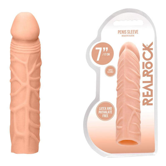 REALROCK 7'' Penis Extender - Flesh 17.8 cm Penis Extension Sleeve - REA104FLE