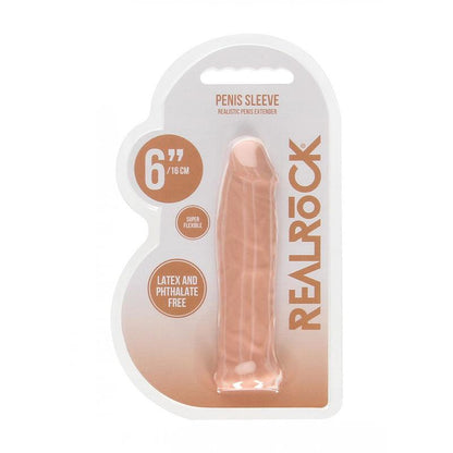 REALROCK 6'' Realistic Penis Sleeve - Flesh 15.2 cm Penis Extension Sleeve - REA105FLE