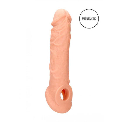 REALROCK 8'' Realistic Penis Extender with Rings - Flesh 20.3 cm Penis Extension Sleeve - REA106FLE